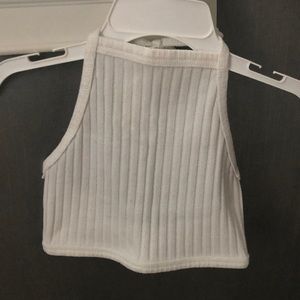 White Halter Cropped Top